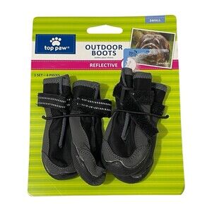 Top Paw Black Gray Reflective Protective Dog Outdoor Rain/Snow Boots Size S